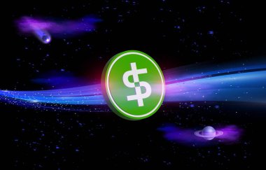 Soyut arkaplanda paxos-usdp şifreli para birimi çizimleri. 3d illüstrasyon.