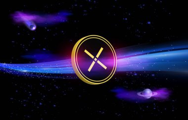 Pundi x-pundix şifreleme resimleri dijital arkaplanda. 3d illüstrasyon.