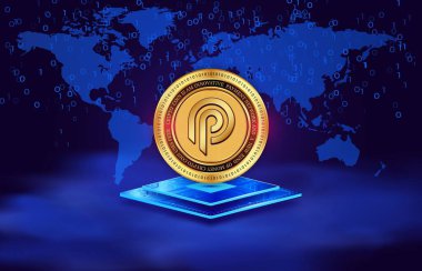 Dijital arkaplanda Pyth network para logosu resmi. 3d illüstrasyon.