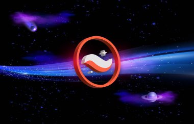 Dijital arkaplanda starknet-strk şifreli para birimi logosu resmi. 3d illüstrasyon.