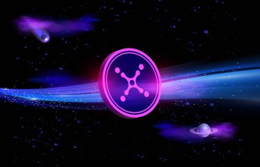 Dijital arkaplanda xana-xeta sanal para birimi resimleri. 3d illüstrasyon.