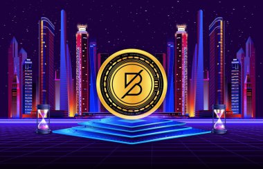 dijital arkaplanda bantlı sanal para birimi görüntüsü. 3d illüstrasyon.