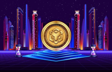 dijital arkaplanda binance-bnb sanal para birimi resmi. 3d illüstrasyon.