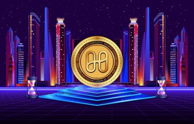 Dijital arkaplanda harmoni-bir kripto resimleri. 3d illüstrasyon.