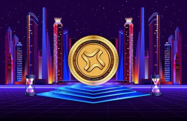 Dijital arkaplanda Jito-jto kripto para birimi resimleri. 3d illüstrasyon.