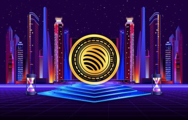 Jupiter-jup sanal para biriminin dijital arkaplan resmi. 3d çizimler.