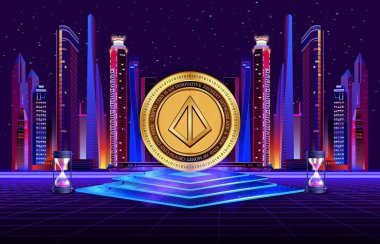 Dijital arkaplanda Loopring-lrc şifreli para birimi logoları. 3d illüstrasyon.