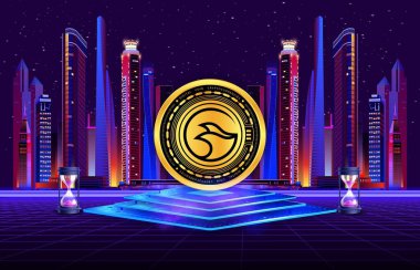 Manta network-manta para şifreli para birimi resmi dijital arkaplanda. 3d illüstrasyon.