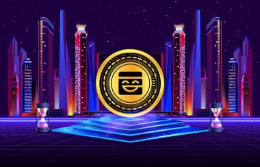 Dijital arkaplanda maske ağ maskeli kripto para biriminin görüntüleri. 3d illüstrasyon.