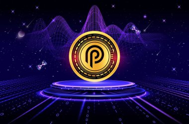 Dijital arkaplanda Pyth network para logosu resmi. 3d illüstrasyon.