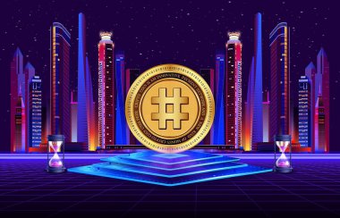 Dijital arkaplanda haklar-rsr kripto para birimi resimlerini sakla. 3d illüstrasyon.