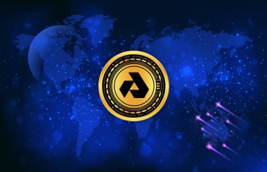 akash network-akt şifreli para birimi logoları dijital arkaplanda. 3d illüstrasyon.