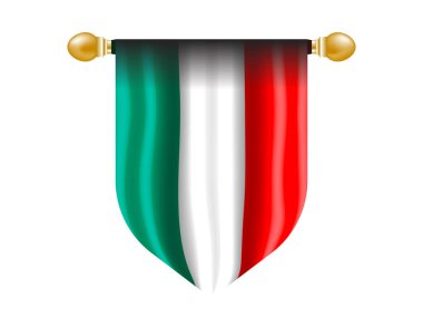 Macaristan bayrak vektörü. Macaristan 'ın bayrağı, bayrak direğine sarılı. Macaristan 'ın sembolü, afiş, kart, reklam ve tanıtım şablonu. Vektör illüstrasyonu.