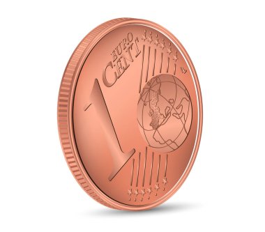 1 Euro bozuk para ters. Gerçekçi vektör 1 euro sent madeni parayı 3 boyutlu olarak ters çeviriyor. 3B vektör illüstrasyonu.