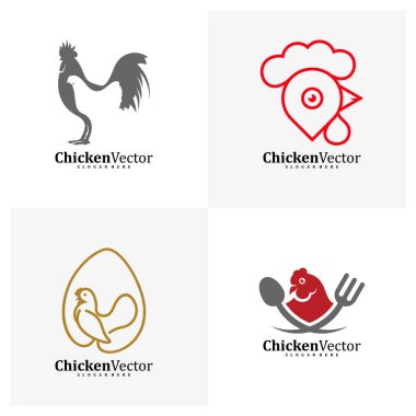 Tavuk logosu tasarım şablonu, Horoz illüstrasyonu, Sembol simgesi