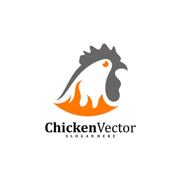 Modèle Vectoriel Conception Logo Fire Chicken Illustration Coq Icône Symbole — Image vectorielle