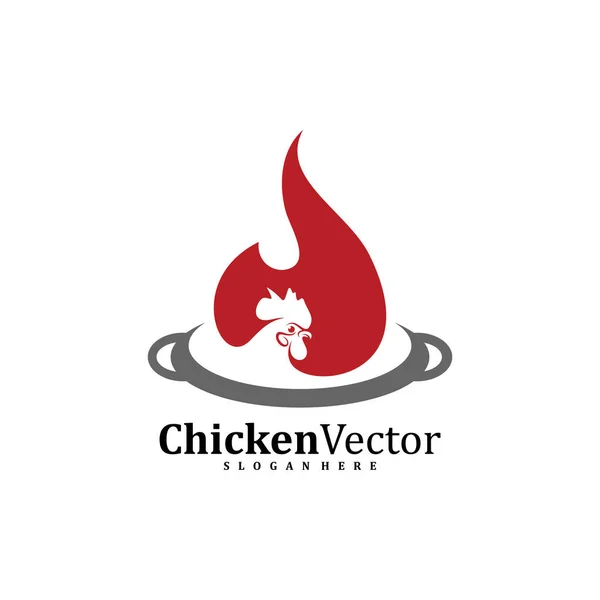 Modèle Vectoriel Conception Logo Fire Chicken Illustration Coq Icône Symbole — Image vectorielle