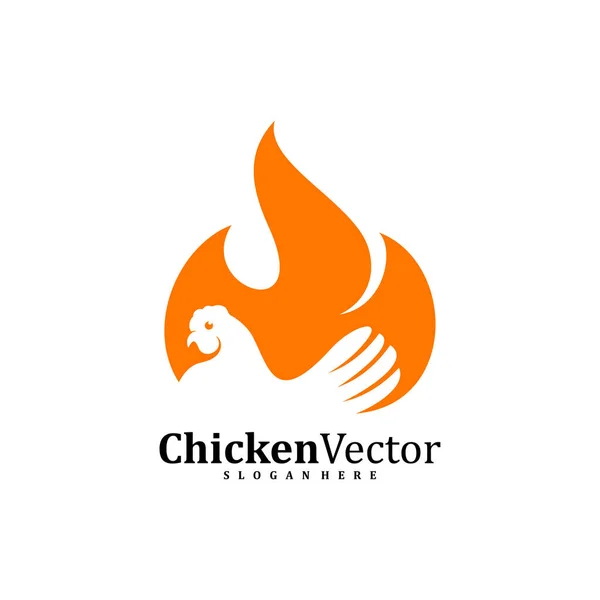 Ateş Tavuğu Logosu Tasarım Vektör Şablonu Horoz Illüstrasyonu Sembol Simgesi — Stok Vektör