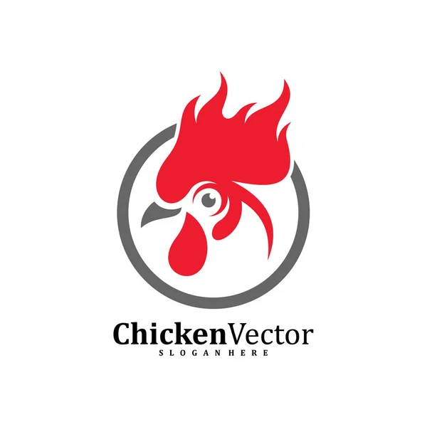 Modèle Vectoriel Conception Logo Fire Chicken Illustration Coq Icône Symbole — Image vectorielle