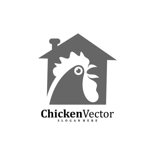 House Chicken Logo Tasarım Vektör Şablonu Horoz Illüstrasyonu Sembol Simgesi — Stok Vektör