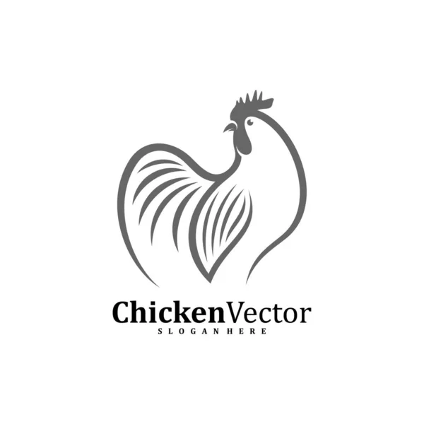 Tavuk Logosu Tasarım Vektör Şablonu Horoz Illüstrasyonu Sembol Simgesi — Stok Vektör