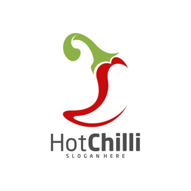 Chili logo tasarım vektör şablonu, Kırmızı Chili İllüstrasyonu, Sembol Simgesi Simgesi Simgesi