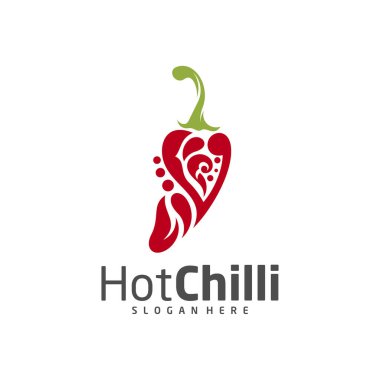 Chili logo tasarım vektör şablonu, Kırmızı Chili İllüstrasyonu, Sembol Simgesi Simgesi Simgesi