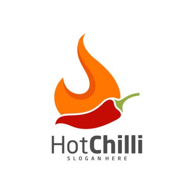 Fire Chili logo tasarım vektör şablonu, Red Chili Illustration, Sembol Simgesi Simgesi