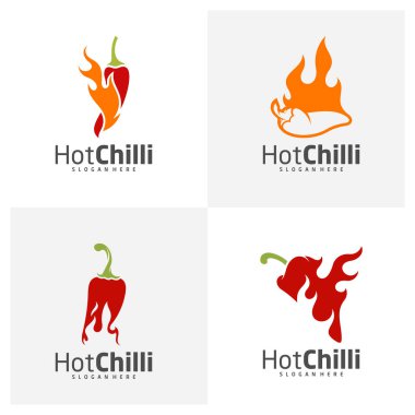 Fire Chili logo tasarım vektör şablonu, Red Chili Illustration, Sembol Simgesi Simgesi