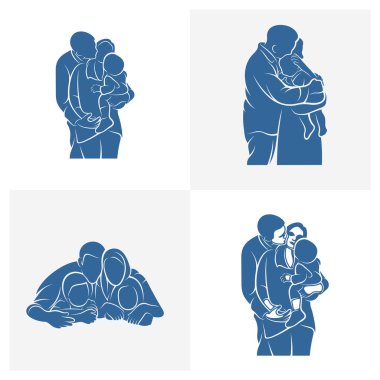 Aile logosu tasarım vektör şablonu, İllüstrasyon tasarım Topluluğu, Sembol Simgesi Simgesi Simgesi