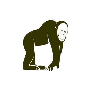 Orangutan logo tasarım vektör şablonu, İllüstrasyon tasarımı Orangutan Maymunu, Sembol Simgesi Simgesi Simgesi