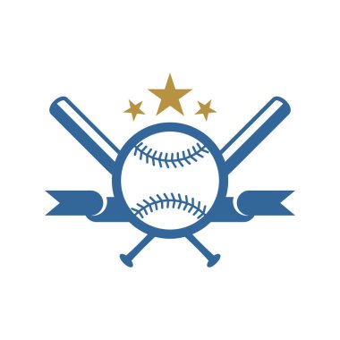 Beyzbol amblem tasarım vektörü, Beyzbol logosu dizayn şablonu, Sembol simgesi, İllüstrasyon
