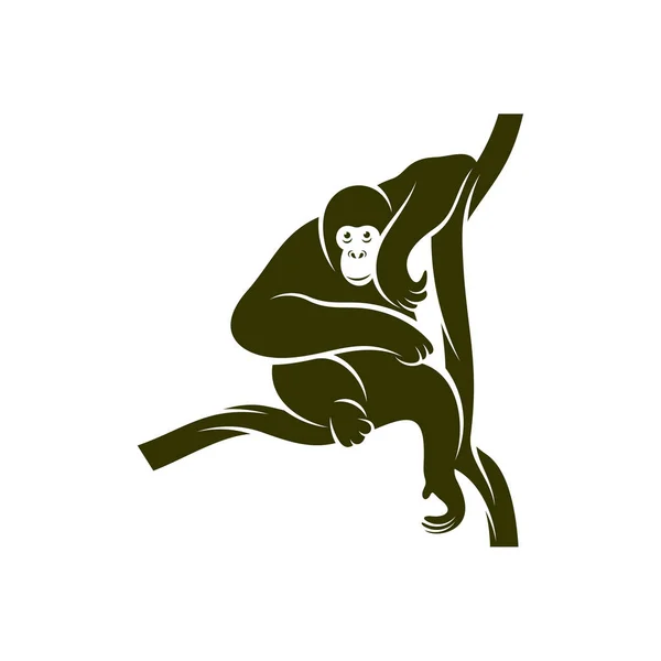 Orangutan Logo Design Vector Template Illustration Design Orangutan Monkey Symbol — 스톡 벡터