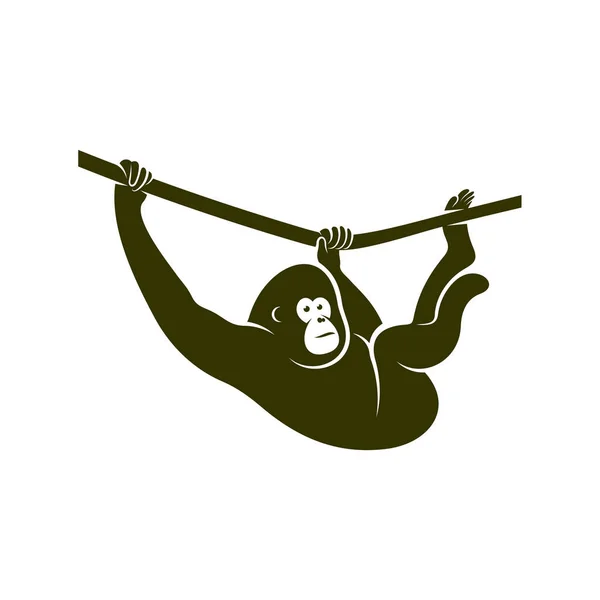 Plantilla Vectorial Diseño Logotipo Orangutan Diseño Ilustración Orangutan Monkey Icono — Vector de stock