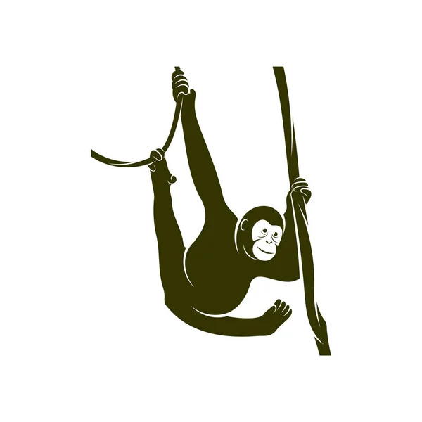 Plantilla Vectorial Diseño Logotipo Orangutan Diseño Ilustración Orangutan Monkey Icono — Vector de stock