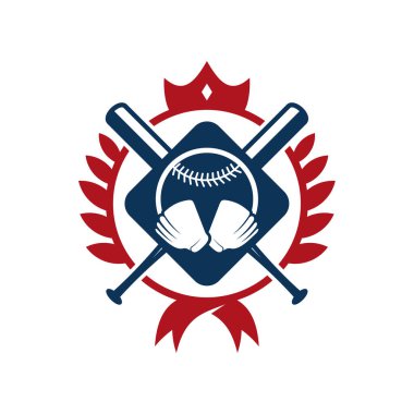 Beyzbol amblem tasarım vektörü, Beyzbol logosu dizayn şablonu, Sembol simgesi, İllüstrasyon