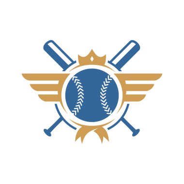 Beyzbol amblem tasarım vektörü, Beyzbol logosu dizayn şablonu, Sembol simgesi, İllüstrasyon