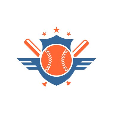 Beyzbol amblem tasarım vektörü, Beyzbol logosu dizayn şablonu, Sembol simgesi, İllüstrasyon