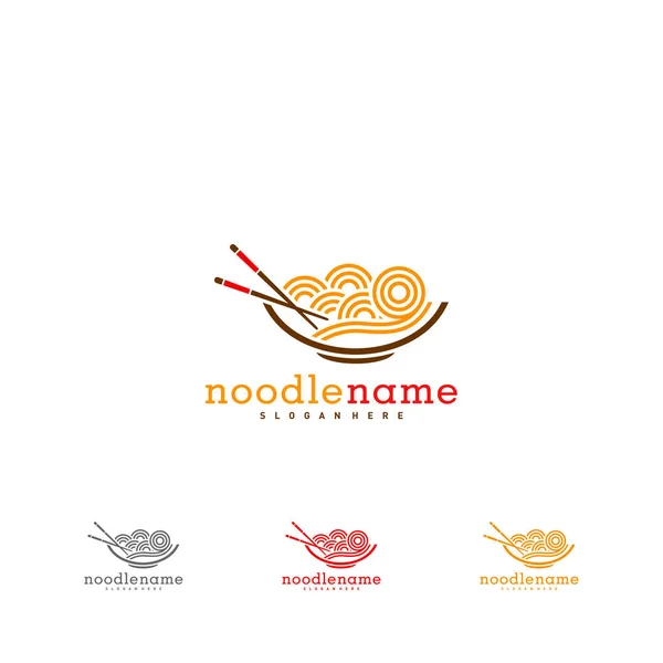 Noodle Food Logo Tasarım Vektörü Illustration Noodle Tasarım Şablonu Simge — Stok Vektör