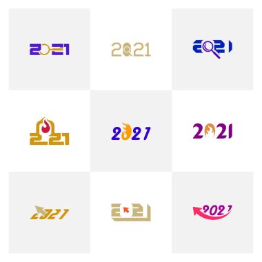2021 logo vektör şablonu, Yaratıcı 2021 logo tasarımı konseptleri, simge sembolü, Mutlu Yeni Yıl logosu