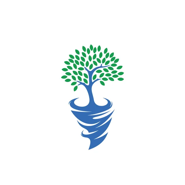 Árbol Con Plantilla Vector Logotipo Tornado Conceptos Creativos Diseño Logotipo — Archivo Imágenes Vectoriales