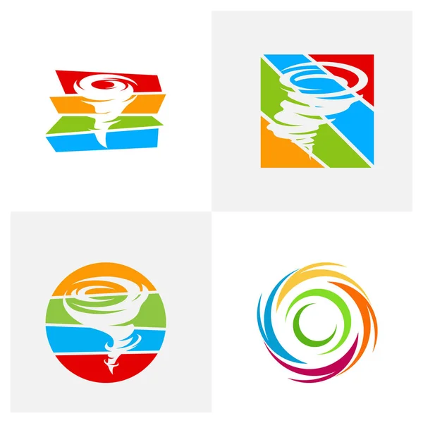 Σύνολο Του Προτύπου Φορέα Λογότυπο Tornado Creative Tornado Έννοιες Σχεδιασμού — Διανυσματικό Αρχείο