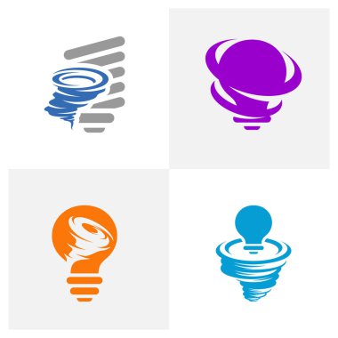 Ampul Tornado logo vektör şablonu, Yaratıcı Twister logo tasarım konseptleri, simge sembolü, illüstrasyon