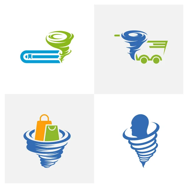 Set Tornado Logo Vektorvorlage Creative Twister Logo Designkonzepte Symbolsymbol Illustration — Stockvektor