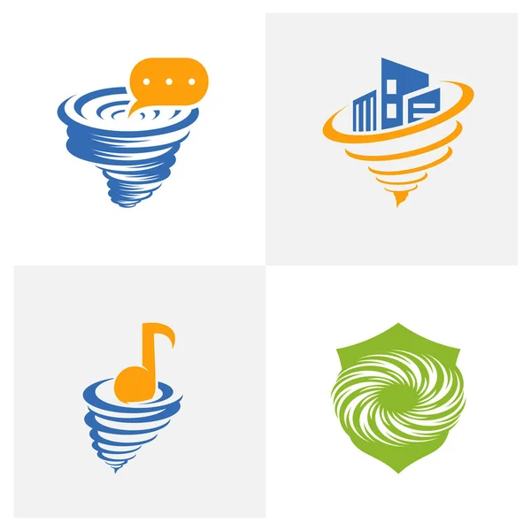 Set Tornado Logo Vektorvorlage Creative Twister Logo Designkonzepte Symbolsymbol Illustration — Stockvektor