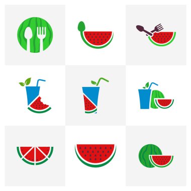 Karpuz logo şablonu seti, yaratıcı karpuz logo tasarımı kavramları