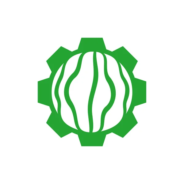 Templat Logo Gear Watermelon Konsep Desain Logo Creative Watermelon - Stok Vektor