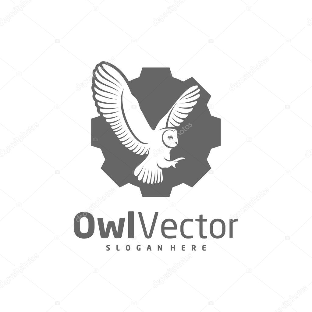 Owl Gear logo vector template, Creative Owl logo design concepts