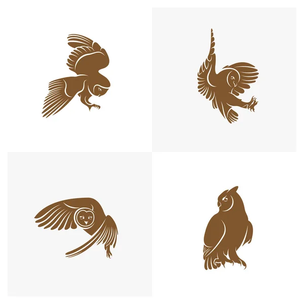 Ensemble Modèle Vectoriel Logo Owl Concept Conception Logo Creative Owl — Image vectorielle