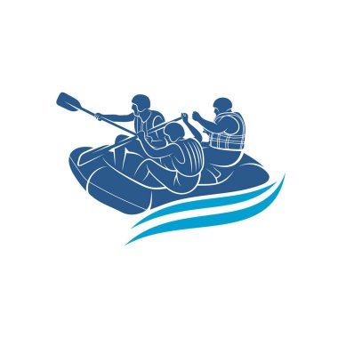 Rafting tasarım vektör illüstrasyonu, Yaratıcı Rafting logo tasarımı şablon, simge sembolleri